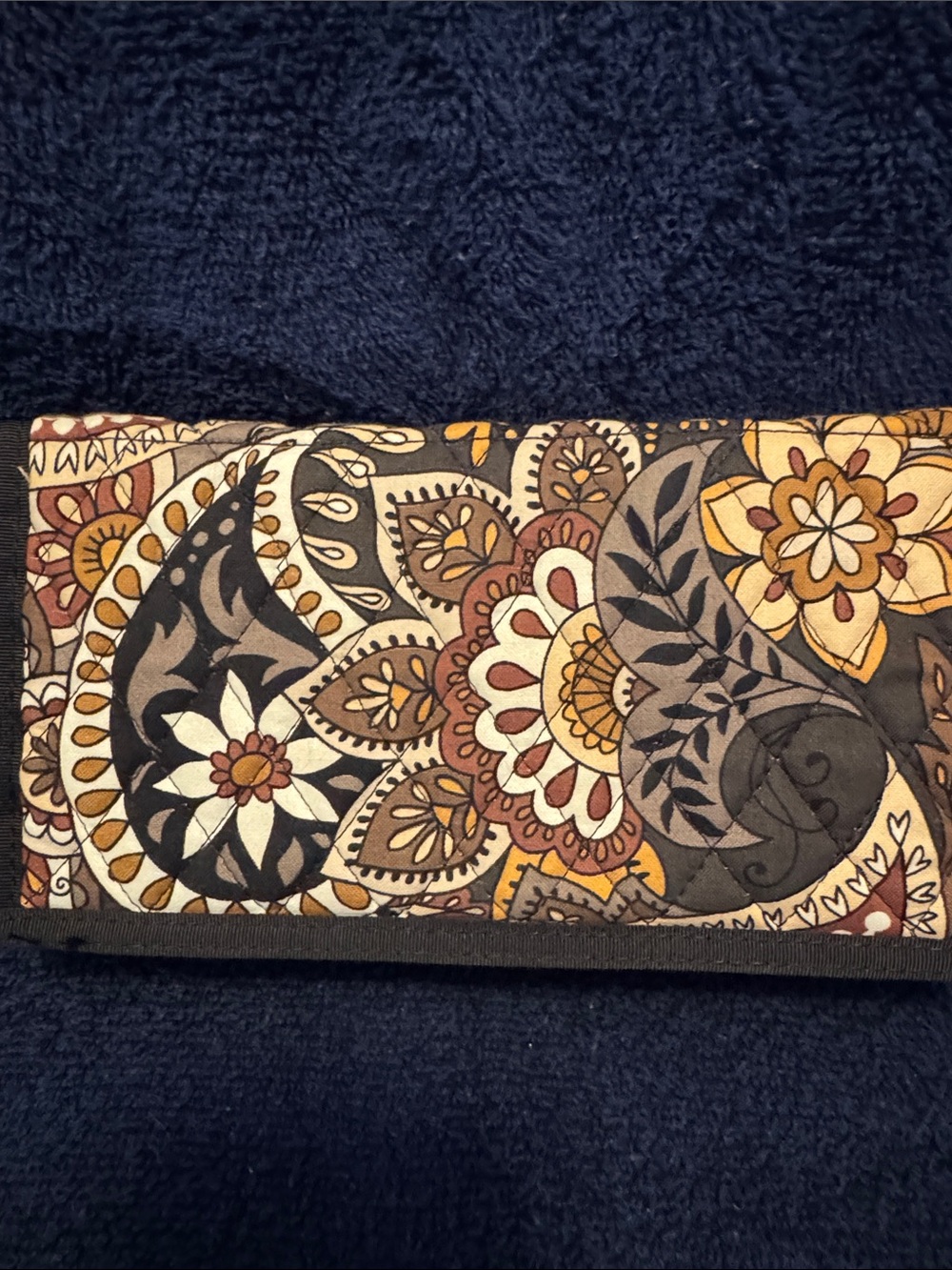 Quilted Paisley Fold-Over Wallet Clutch - Brown Multi